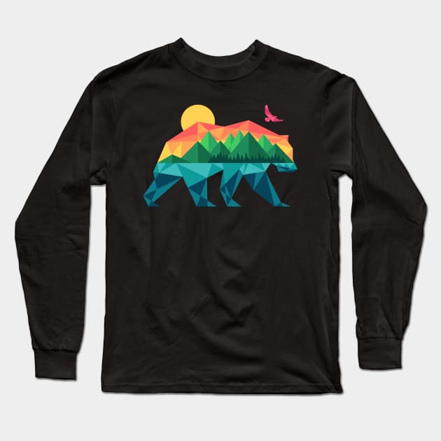 Mountain Bear Long Sleeve T-Shirt by Sachpica